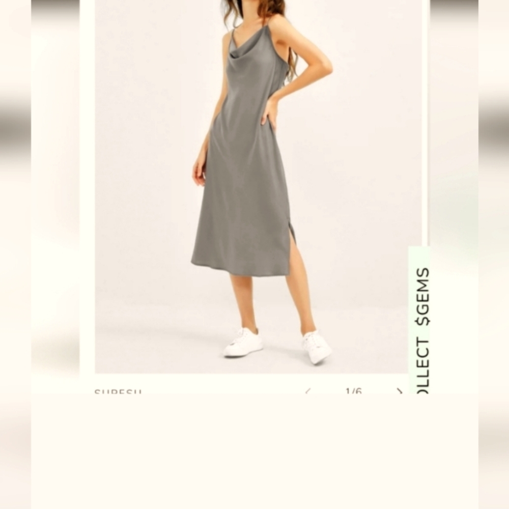 Supesu Eden Satin Slip Dress  Pearl Grey  Nwt Size Small